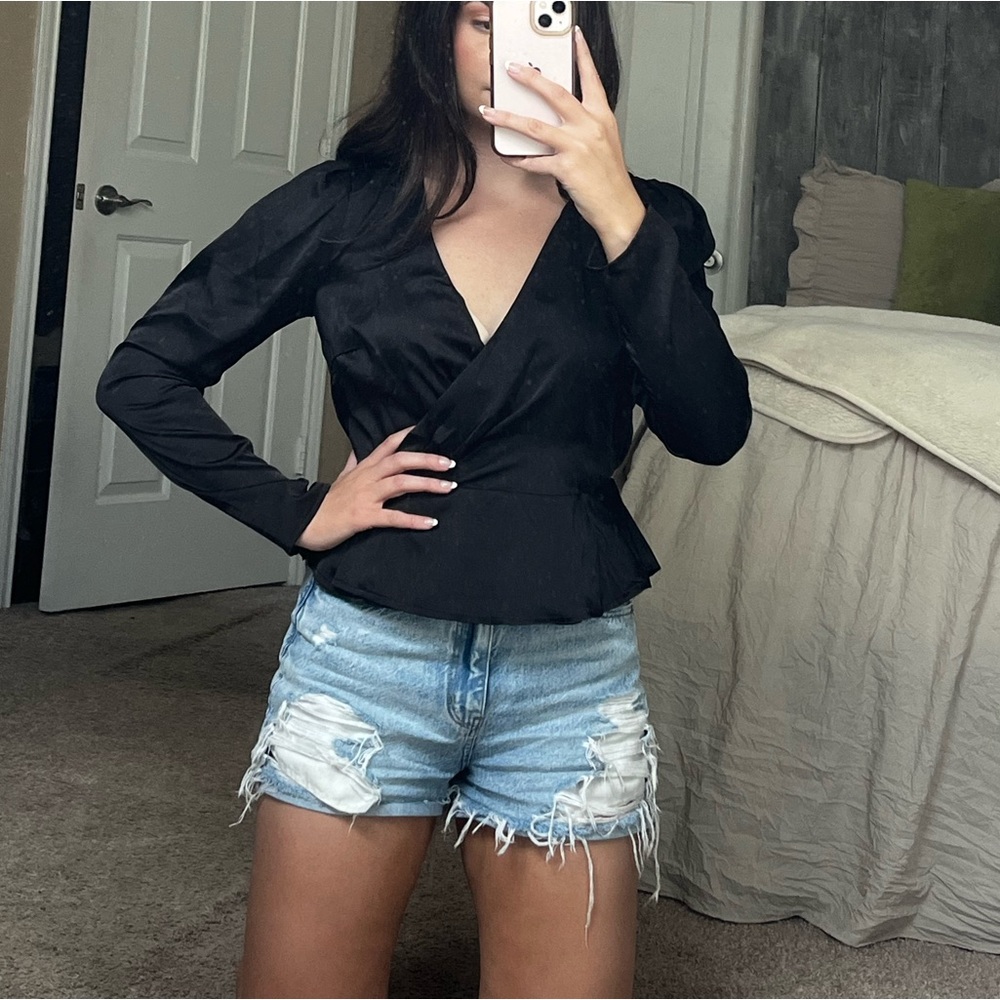 Satin wrap blouse